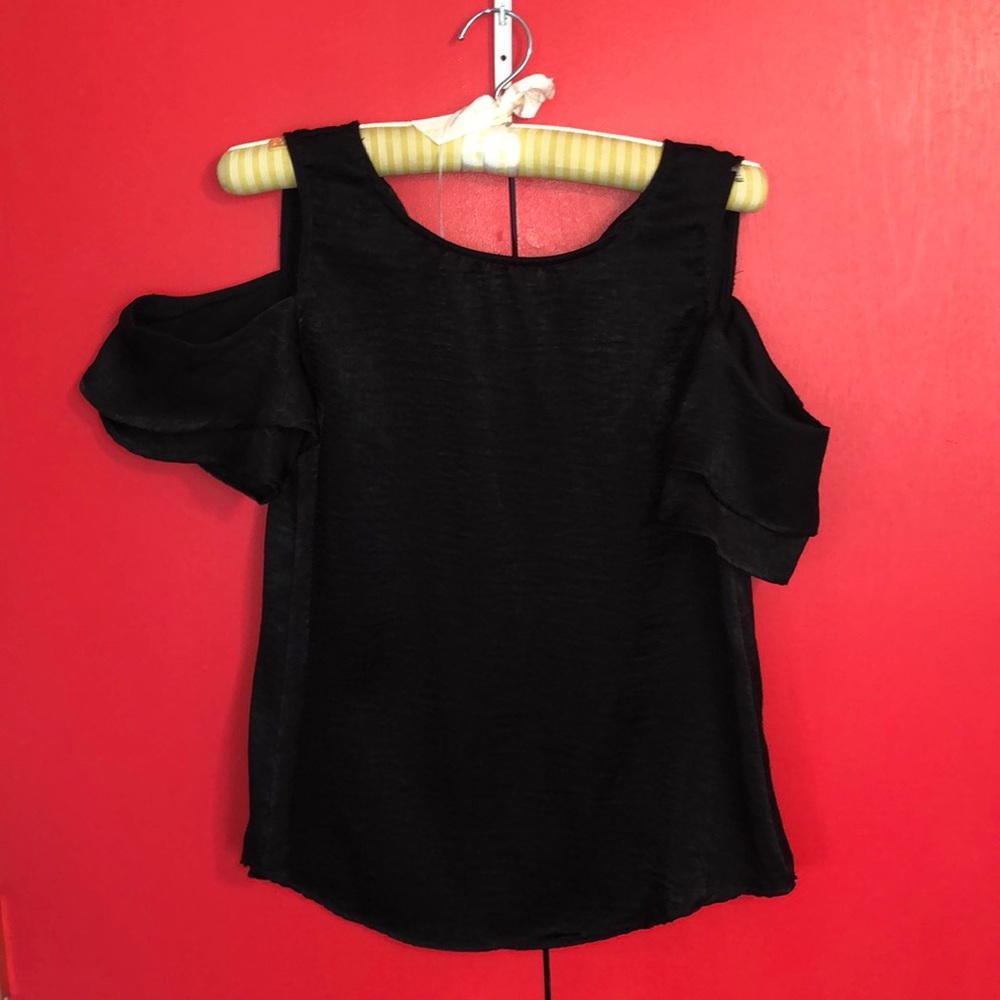 Miami Black dress top with ruffled sleeves